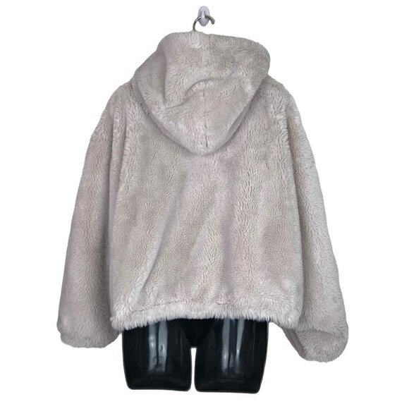 LUCKY Brand Zip Up Faux Fluffy Hooded Teddy Jacket Coat Size L - Picture 5 of 7
